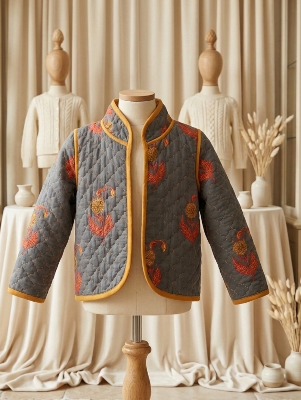 Yo Baby Quilted High Collar Jacket 2T Oriental Inspired